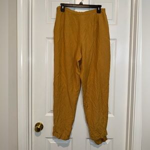 Rafaella Mustard Yellow Linen Pants. Size 12